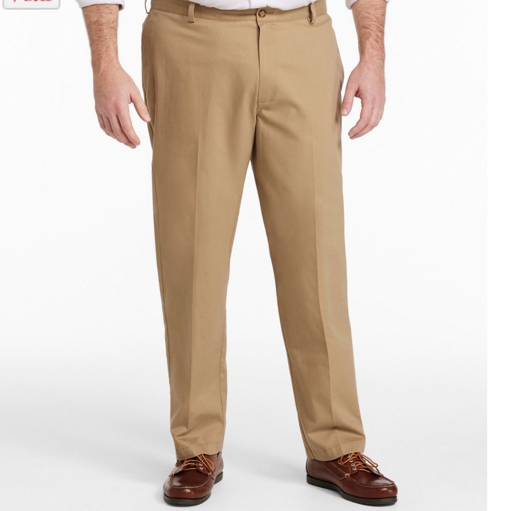 L.L. Bean Men's Wrinkle-Free Classic Fit, Plain Front Khaki Pants Size 34x37